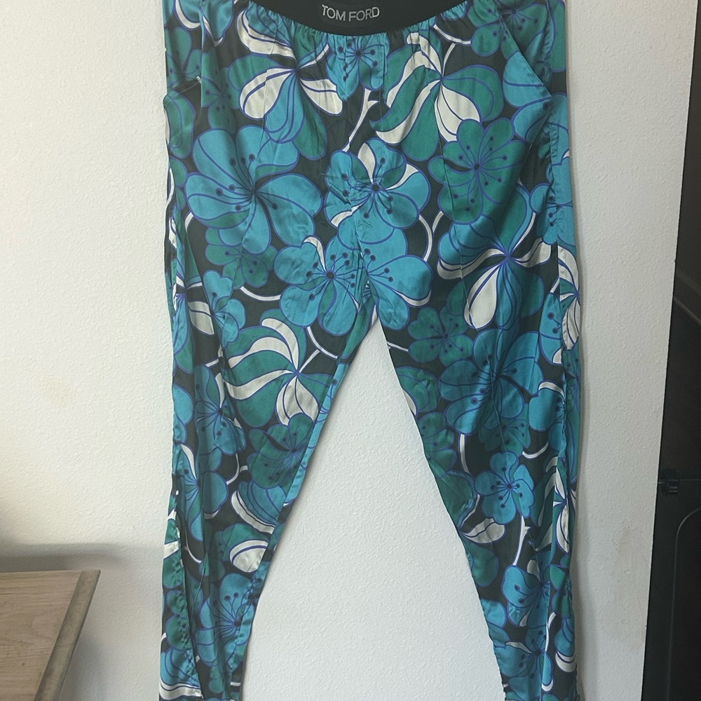 Men’s Tom Ford Blue and White Pajama pants with Floral Design